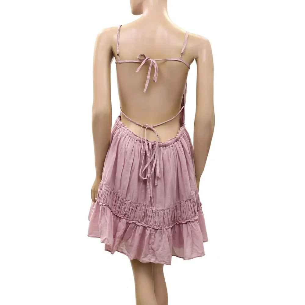 Free People Free -est Taking Sides Mini Dress Cotton Tiered Ruffle M 289412